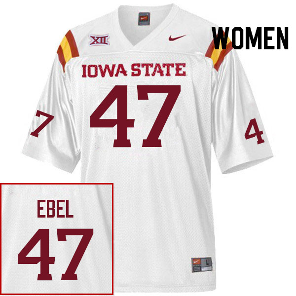 Women #47 Kooper Ebel Iowa State Cyclones College Football Jerseys Stitched Sale-White